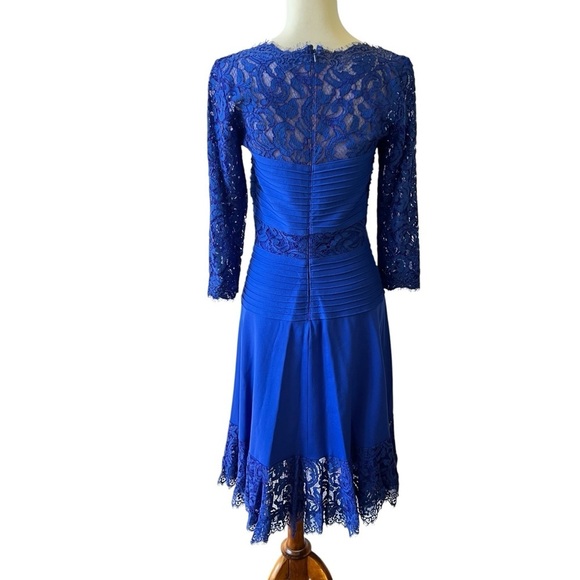 TADASHI SHOJI DRESS S BLOUSON FITTED LACE WEDDING MOTHER OF BRIDE GROOM  ELEGANT - Picture 6 of 12